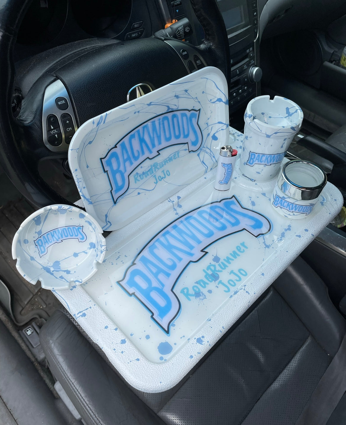 Custom Backwoods Car Rolling Tray/Set