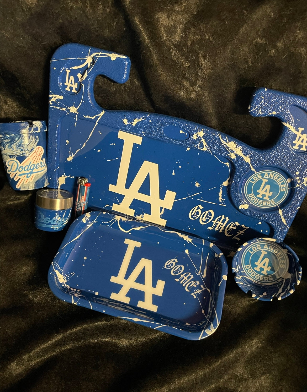 LA Custom Baseball Team Car Rolling Tray/Set